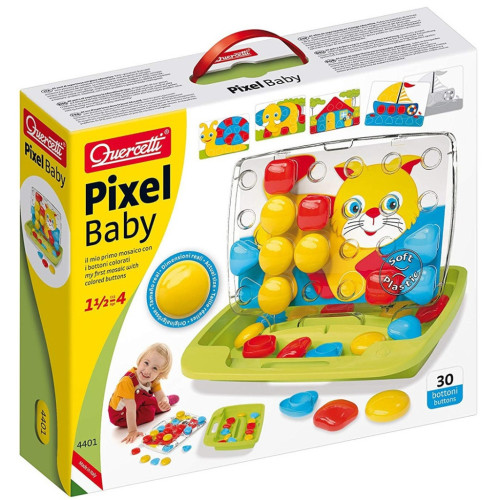 Набор для творчества Quercetti Мозаика 30 крупных фишек + доска-кейс (4401-Q) – Quercetti