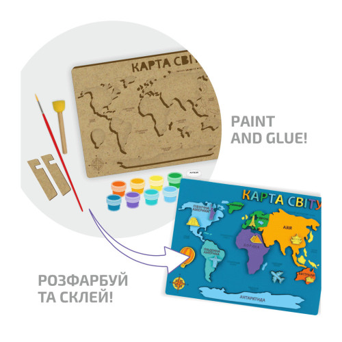Набір для творчості Rosa Talent Карта світу 3D, МДФ, 24,5 х 18,5 см (4823098540021) – Rosa (вид 2)