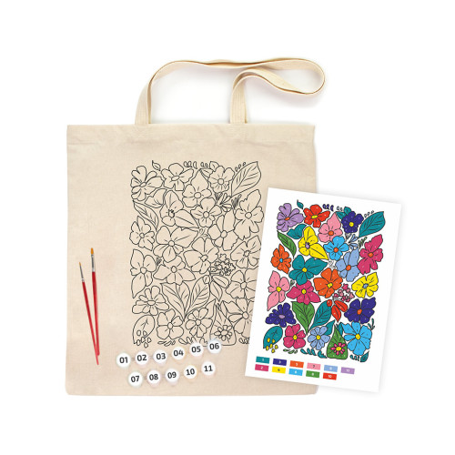 Набір для творчості Rosa Talent екосумка-розмальовка, Funny Flowers, 38х42 см (4823098543510) – Rosa (вид 1)