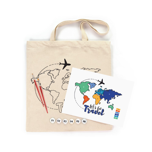 Набор для творчества Rosa Talent екосумка-розмальовка, Lets go Travel, 38х42 см (4823098544609) – Rosa (вид 1)