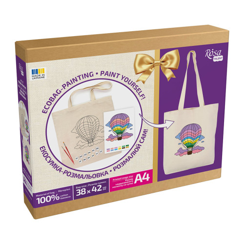 Набор для творчества Rosa Talent екосумка-розмальовка, Політ над хмарами, 38х42 см (4823098543503) – Rosa (вид 1)