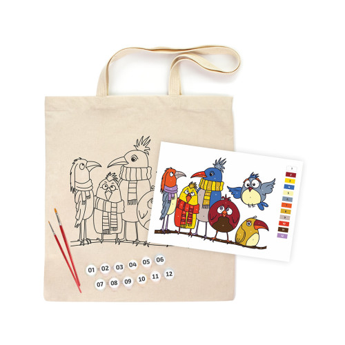 Набор для творчества Rosa Talent екосумка-розмальовка, Funny Birds, 38х42 см (4823098543534) – Rosa (вид 1)