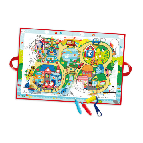 Набір для творчості Let's Craft "Магічні перетворення" Жваве містечко водна розмальовка-килимок (MRM001-E) – Let's Craft (вид 1)