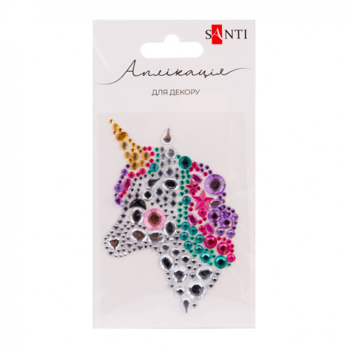 Набір для творчості Santi Єдиноріг аплікація зі страз самоклеючих 7х9 см (743025) – Santi