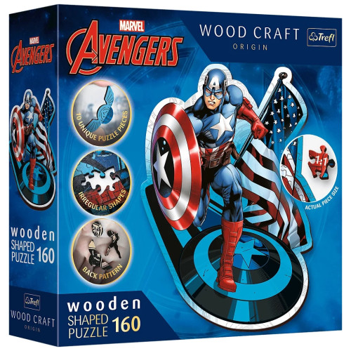 Пазл Trefl Wooden Marvel Heroes Безстрашний Капітан Америка 160 елементів (5900511201949) – Trefl