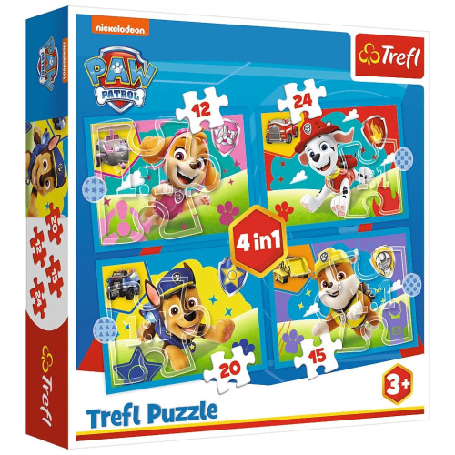 Пазл Trefl Paw Patrol Запуск цуценят 4 in 1 (12, 15, 20, 24) деталей (5900511346282) – Trefl