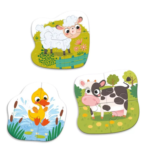 Пазл DoDo 3 в 1 Сільські тварини (300393) – DoDo (вид 1)