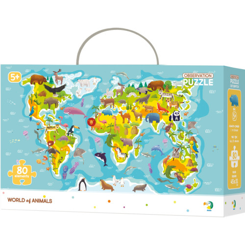 Пазл DoDo обсерваційний Мапа світу Тваринки (300133) – DoDo