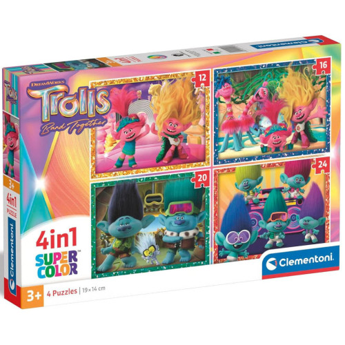 Пазл Clementoni 4 в 1 Trolls 3, 12,16,20 и 24 элемента (21527) – Clementoni
