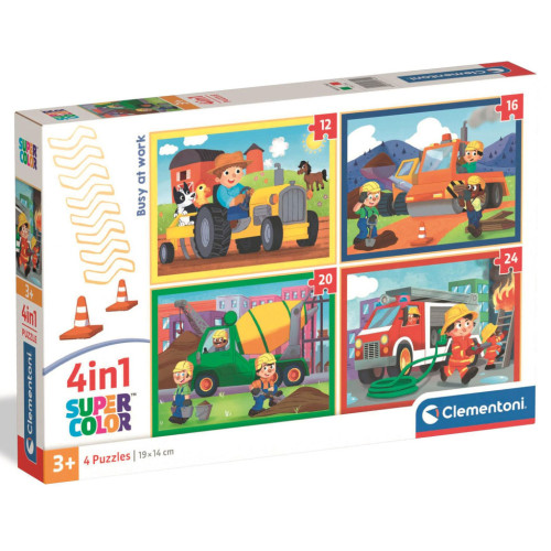Пазл Clementoni 4 в 1 Busy at Work, 12,16,20 и 24 элемента (21741) – Clementoni