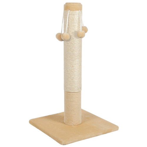 Дряпка (когтеточка) для котов Природа Д04 столбик с 4 бубонами 67 cм (бежевая) (4820157402931) – Природа