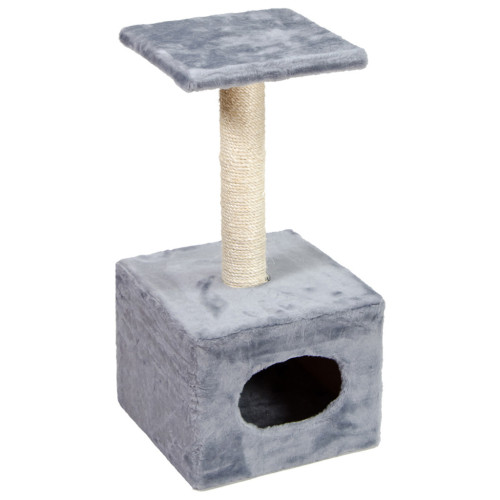 Дряпка (кігтеточка) для котів Природа Д1 з будкою (сіра) (4820157403068) – Природа