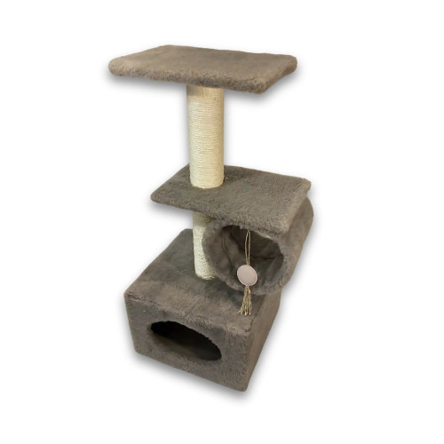 Дряпка (кігтеточка) для котів Природа Саванна з барабаном 38x38x90 см капучино (4823082442645) – Природа (вид 1)