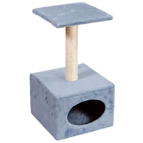 Дряпка (когтеточка) для котов Природа Д11 с будкой большая (серая) (4820157403105) – Природа