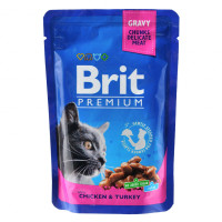 Влажный корм для кошек Brit Premium Cat Pouches with Chicken&Turkey 100 г (8595602506019)