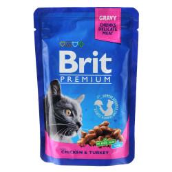 Вологий корм для кішок Brit Premium Cat Pouches with Chicken&Turkey 100 г (8595602506019)