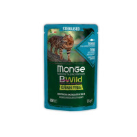 Влажный корм для кошек Monge BWild Cat Free Wet Sterilized тунец с креветками 85 г (8009470012799)