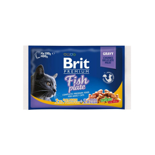 Влажный корм для кошек Brit Premium Cat рыбная тарелка 4 шт по 100 г (8595602506248) – Brit Premium