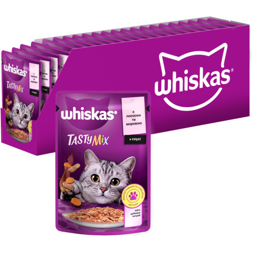 Влажный корм для кошек Whiskas TastyMix Лосось, Морковь 85 г (4770608262457) – Whiskas