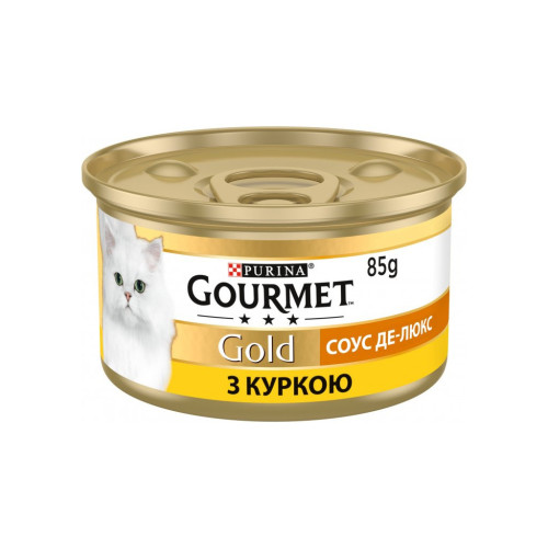 Вологий корм для кішок Purina Gourmet Gold. Соус Де-Люкс з куркою 85 г (7613036705103) – Purina Gourmet