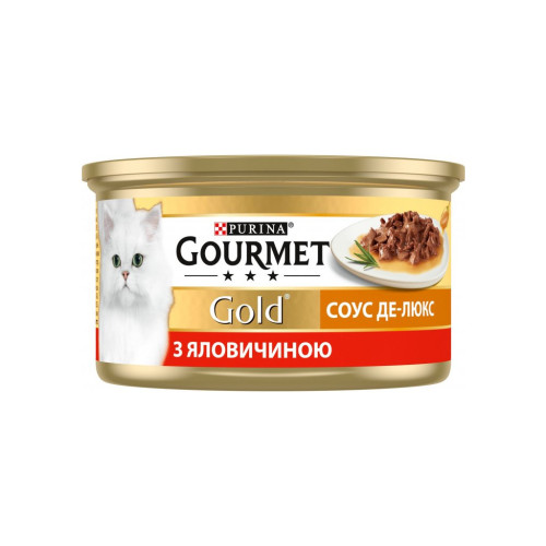Влажный корм для кошек Purina Gourmet Gold. Соус Де-Люкс с говядиной 85 г (7613036705134) – Purina Gourmet (вид 1)
