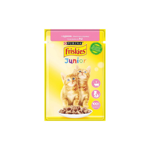 Влажный корм для кошек Purina Friskies Junior кусочки в соусе с курицей 85 г (7613036962292) – Purina Friskies