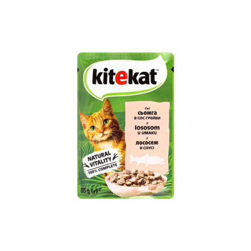 Влажный корм для кошек Kitekat с лососем в соусе 85 г (5900951307348) – Kitekat