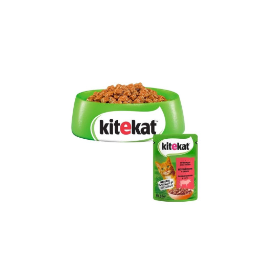 Влажный корм для кошек Kitekat с говядиной в соусе 85 г (5900951307379) – Kitekat (вид 1)
