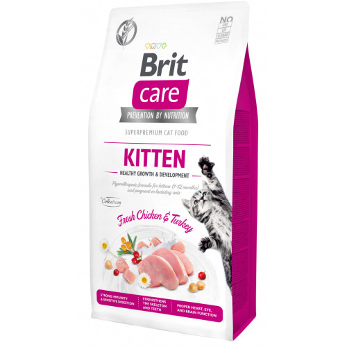 Сухий корм для кішок Brit Care Cat GF Kitten HGrowth and Development 7 кг (8595602540662) – Brit Care