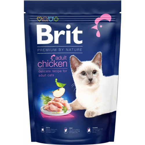 Сухий корм для кішок Brit Premium by Nature Cat Adult Chicken 1.5 кг (8595602553129) – Brit Premium