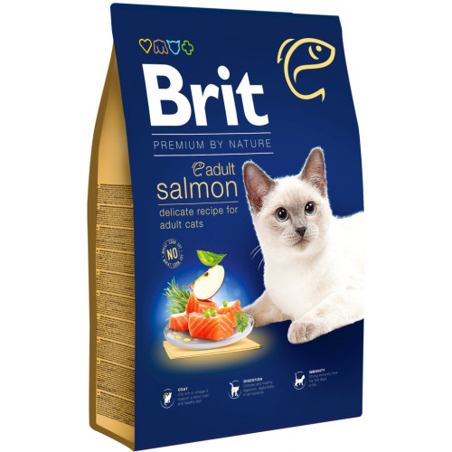 Сухий корм для кішок Brit Premium by Nature Cat Adult Salmon 8 кг (8595602553211) – Brit Premium