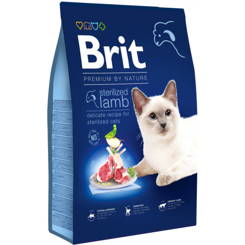 Сухий корм для кішок Brit Premium by Nature Cat Sterilized Lamb 8 кг (8595602553242) – Brit Premium
