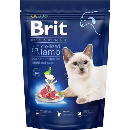 Сухий корм для кішок Brit Premium by Nature Cat Sterilized Lamb 800 г (8595602553082) – Brit Premium