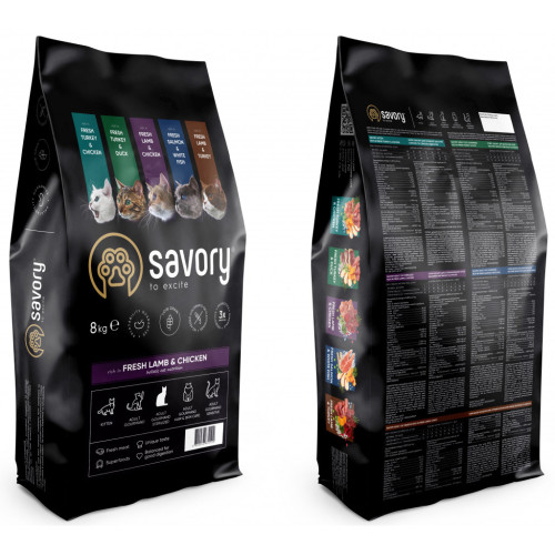 Сухой корм для кошек Savory Adult Cat Steril Fresh Lamb and Chicken 8 кг (4820232630129) – Savory (вид 1)