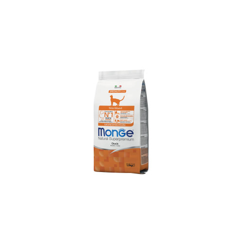 Сухой корм для кошек Monge Cat Sterilised с уткой 1.5 кг (8009470011952) – Monge