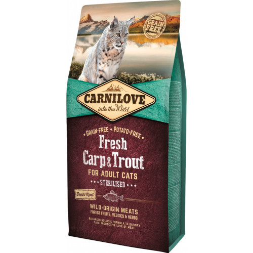 Сухий корм для кішок Carnilove Fresh з коропом і фореллю 6 кг (8595602527465) – Carnilove
