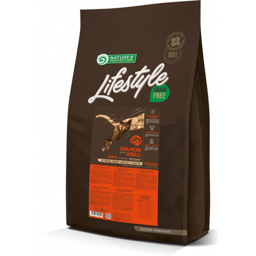 Сухой корм для кошек Nature's Protection Lifestyle Grain Free Salmon with krill Sterilised 7 кг (NPLS45800) – Nature's Protection