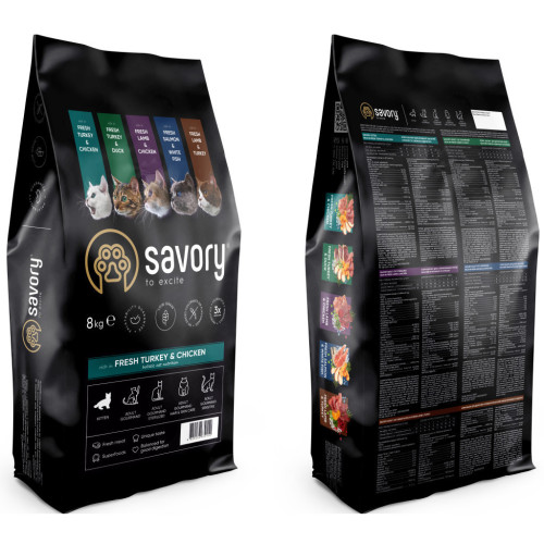 Сухий корм для кішок Savory Kitten Chicken with Fresh Turkey 8 кг (4820232630150) – Savory (вид 1)