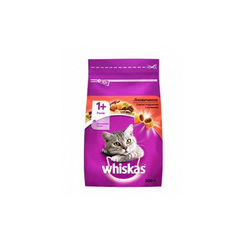 Сухий корм для кішок Whiskas з яловичиною 300 г (5998749144114/5900951014031) – Whiskas