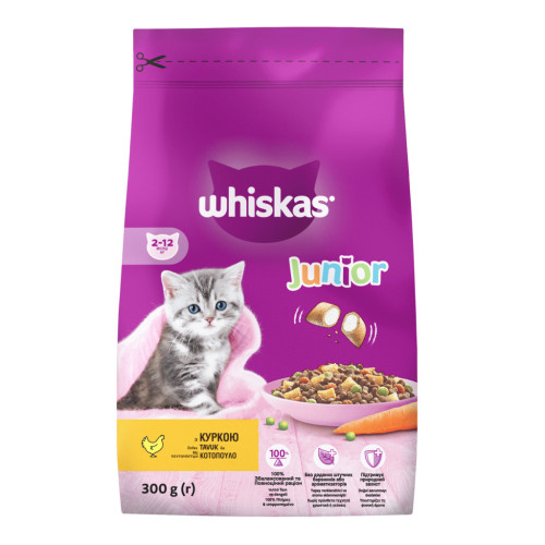 Сухой корм для кошек Whiskas Junior с курицей 300 г (5900951304378) – Whiskas
