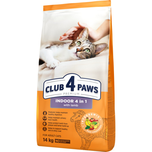 Сухий корм для кішок Club 4 Paws Premium що мешкають у приміщенні "4в1" 14 кг (4820215369473) – Club 4 Paws