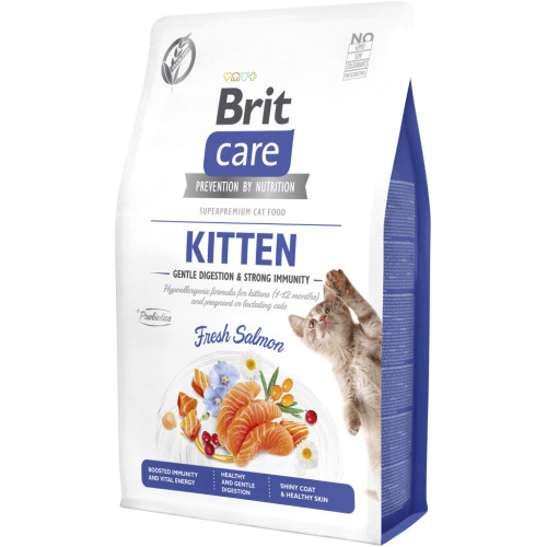 Сухий корм для кішок Brit Care Cat GF Kitten Gentle Digestion Strong Immunity з лососем 2 кг (8595602565047) – Brit Care
