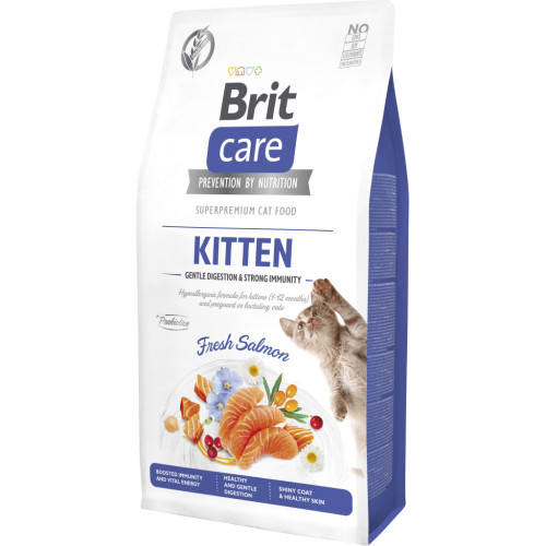 Сухий корм для кішок Brit Care Cat GF Kitten Gentle Digestion Strong Immunity з лососем 7 кг (8595602565054) – Brit Care