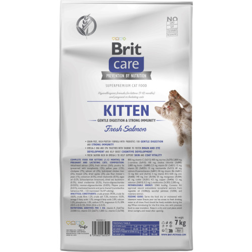 Сухий корм для кішок Brit Care Cat GF Kitten Gentle Digestion Strong Immunity з лососем 7 кг (8595602565054) – Brit Care (вид 1)