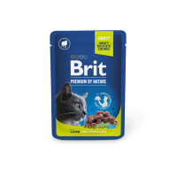 Вологий корм для кішок Brit Premium з ягням для стерилізованих 100 г (8595602548446)