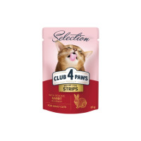 Вологий корм для кішок Club 4 Paws Selection Плюс Полоски с кроликом в соусе 85 г (4820215368087)