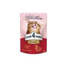 Вологий корм для кішок Club 4 Paws Selection Плюс Полоски с кроликом в соусе 85 г (4820215368087)