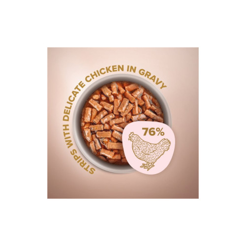 Вологий корм для кішок Club 4 Paws Selection Плюс Смужки з куркою в соусі 85 г (4820215368094) – Club 4 Paws (вид 1)