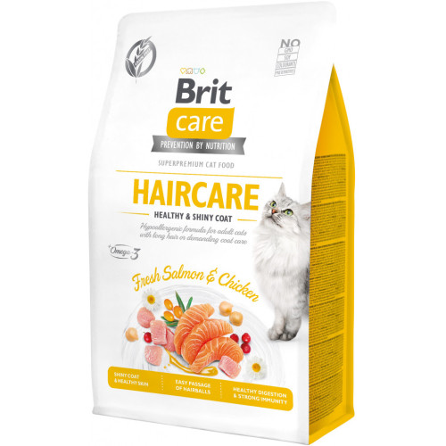 Сухий корм для кішок Brit Care Cat GF Haircare Healthy and Shiny Coat 400 г (8595602540891) – Brit Care