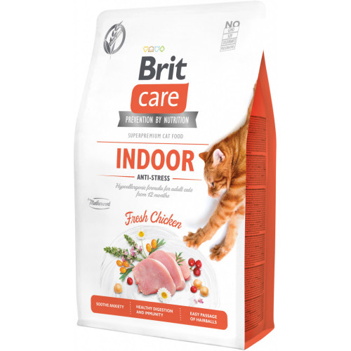 Сухой корм для кошек Brit Care Cat GF Indoor Anti-stress 2 кг (8595602540853) – Brit Care